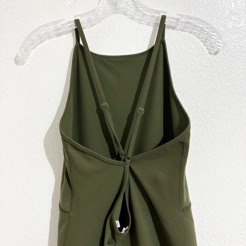 Aritzia Wilfred‎ Free Leila Halter Neck Open Back Romper in Fatigue Green